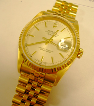1996 gent's 18ct gold Datejust model 16238 on Jubilee bracelet, boxed with manua