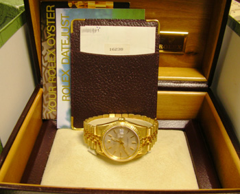 1996 gent's 18ct gold Datejust model 16238 on Jubilee bracelet, boxed with manua