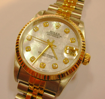 Bicolour Datejust with a lovely diamond / mother-of-pearl dial fitted ( non-Role
