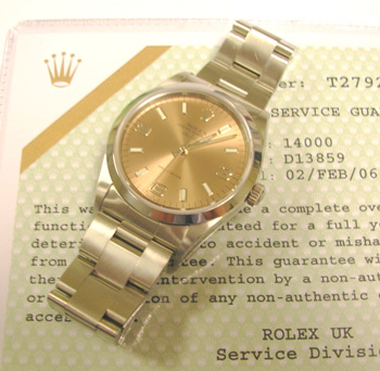 Late 1990s Air-King, copper colour dial, has just had £222 service at Rolex UK! 