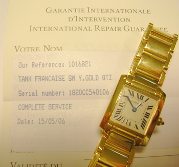 18ct yellow gold lady's <b>Cartier Tank Francaise</b> 1820 quartz, not worn sinc