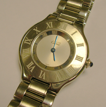 Recent quartz <b>Cartier Must de 21</b> stainless steel bracelet watch, lovely c