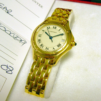 <b>***MANAGER'S SPECIAL!*** Lady's 18ct yellow gold Cartier Cougar quartz bracel