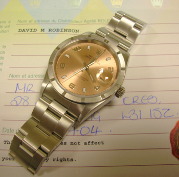2004 Oyster Perpetual DATE with salmon pink dial and Oyster bracelet, original b