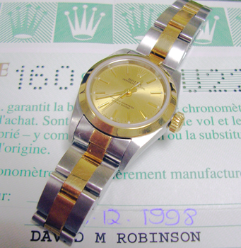 Bicolour Oyster Perpetual non-date model 67183 with boxes and papers from David