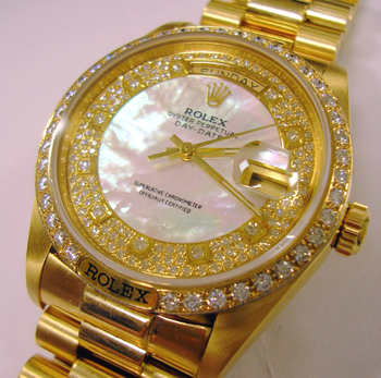18ct yellow gold Day-Date model 18038 on President bracelet with simply breath-t