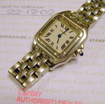 Lady's stainless steel <b>Cartier Panthere mini</b> quartz bracelet watch from 2