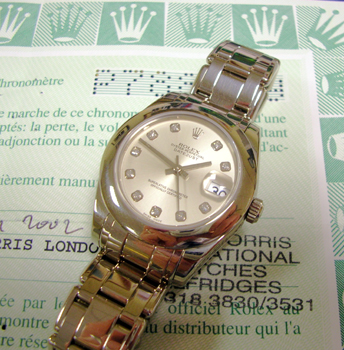 2002 white gold mid-size Oyster II "Masterpiece" Datejust model 81209 with silve
