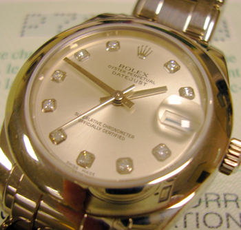 2002 white gold mid-size Oyster II "Masterpiece" Datejust model 81209 with silve