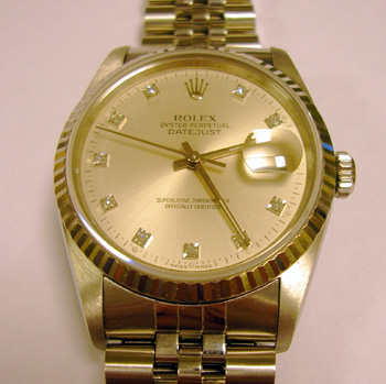 Gent's steel / white metal Datejust with silver / Diamond dial. <b>NEW equivalen