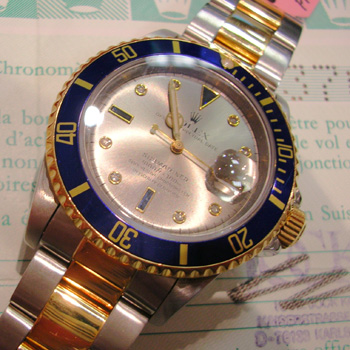 1990s bicolour Submariner Date model 16613 with the rare <b>gem-set silver-grey 