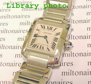 Lady's steel <b>Cartier Tank Francaise</b> quartz bracelet watch, boxed. NEW one