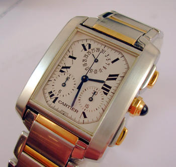 Gent's <b>Cartier</b> bimetal Tank Francaise Chronograph, boxed