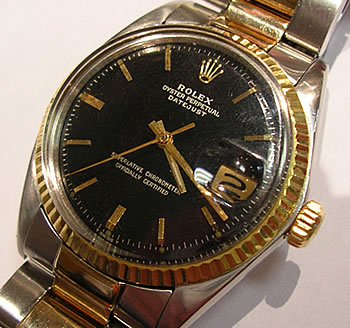 Datejust on Oyster bracelet, serviced January'05, black dial. An early 1960s wat