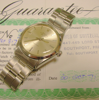 1971 Oyster Perpetual Air-King with original purchase receipt from Watches of Sw