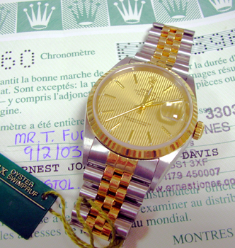 2003 bicolour Datejust model 16233, champagne dial, box + papers. Terrific ! <b>