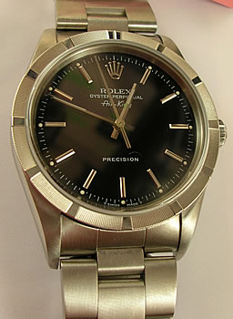 Approx 1999 gent's AirKing model 14000, black dial and Oyster bracelet.