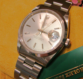 Oyster Perpetual DATE model 15200 on Oyster 78350 bracelet with smart silver / b