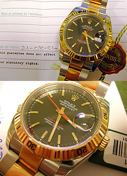2004 steel and rose metal <b>Turn-o-Graph</b>, latest model 116261, black dial o