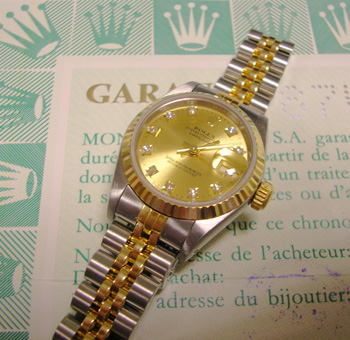 Lady's bicolour Datejust model 69173 on Jubilee 62523 bracelet with <b>champagne