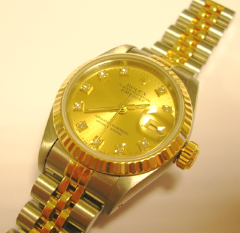 Bicolour Datejust with champagne / diamond dial, the classic best-seller at a sa