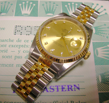 Bicolour Datejust with champagne <b>diamond dial</b>, Jubilee bracelet and origi