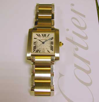 Gent's bicolour <b>Cartier</b> Tank Francaise automatic with box & papers from 2