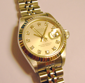 Lady's steel / white metal Datejust with silver / DIAMOND dial and Jubilee brace
