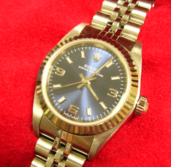 Lady's ROLEX Oyster Perpetual non-date from approx 2002 with lovely BLUE 3-6-9 d