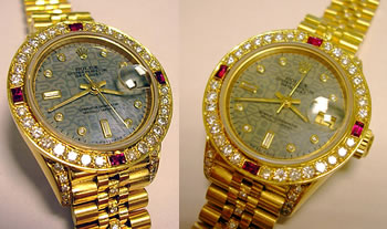 18ct Datejust, original diamond & mother-of-pearl dial, other diamonds and rubie