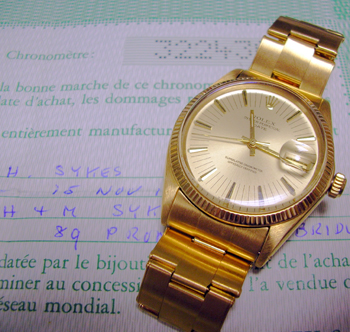 1973 Oyster Perpetual Date in 18ct gold, champagne dial with original boxes and
