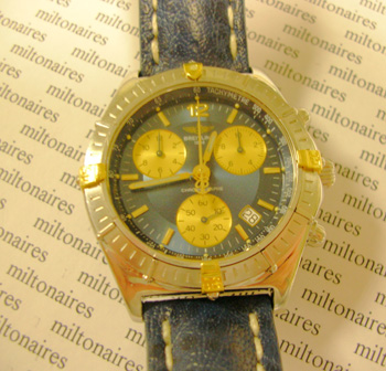 <b>Breitling</b> quartz chronograph on original blue Breitling strap 