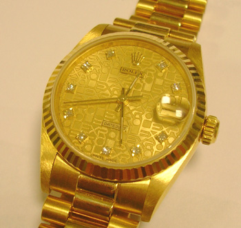 18ct mid-size Datejust model 68278 with original <b>champagne jubilee / DIAMOND