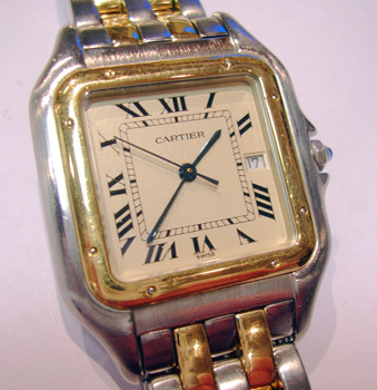 Gent's bicolour <b>Cartier</b> Panthere quartz bracelet watch, new price approx 