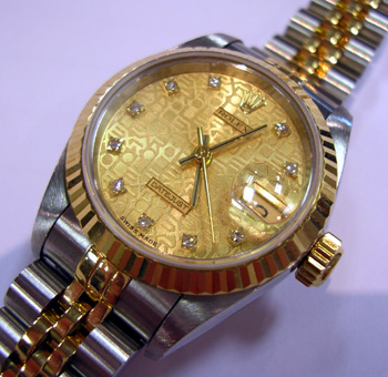 Bicolour Datejust model 69173 on Jubilee 62523 bracelet with <b>champagne Jubile