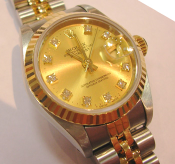 Lds bicolour Datejust, diamond dial