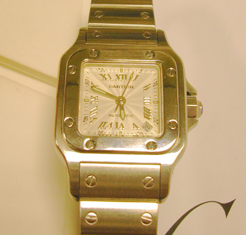 Lady's steel <b>Cartier</b> Santos Automatic, box & papers