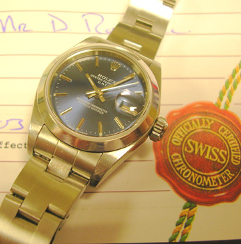 2003 lady's steel Oyster Perpetual "Date" with boxes & papers --- with the most 