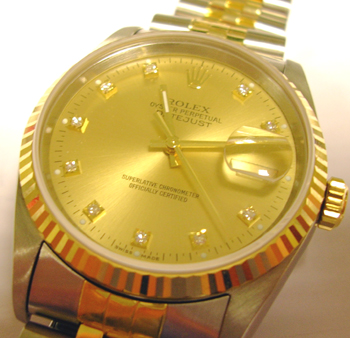 Bicolour Datejust with champagne / diamond dial, <b>just over HALF the new equiv