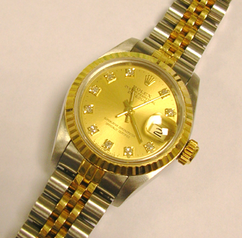 Bicolour Datejust with the most popular champagne / diamond dot dial
