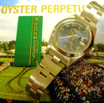 2003/2004 lady's steel Oyster Perpetual "Date" with original box & manual. This