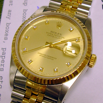 Bicolour Datejust with classic champagne / DIAMOND dial, Jubilee bracelet. NEW e