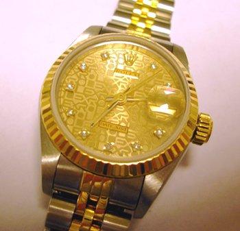 Bicolour Datejust model 69173 with <b>champagne Jubilee / diamond dot dial</b> -