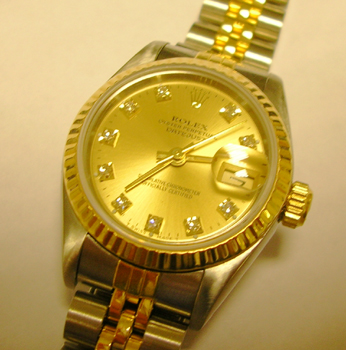 Bicolour Datejust with classic champagne / diamond dial