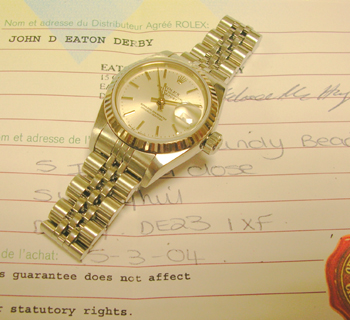 2004 steel / white metal Datejust, silver dial and Jubilee bracelet. Complete wi