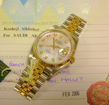 Superb 2006 Datejust model 16233 with boxes, manual, swing-tag & original papers