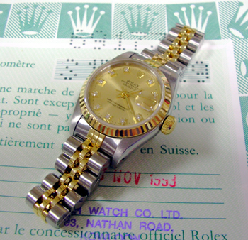 Bicolour Datejust with champagne / DIAMOND dial & original papers. The new equiv