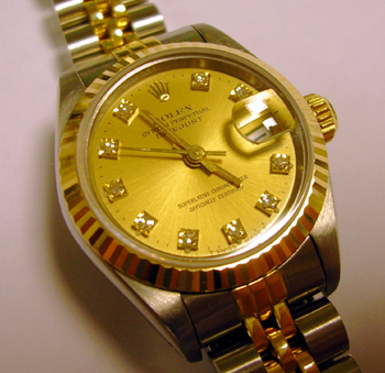 Bicolour Datejust with champagne / DIAMOND dial, Jubilee bracelet and original p