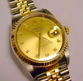 Bicolour Datejust with champagne / DIAMOND dial.