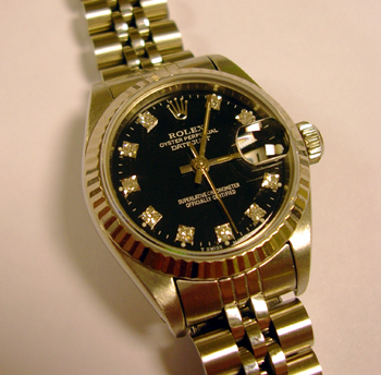 Lady's steel & white metal Datejust model 69174 with beautifully contrasting <b>
